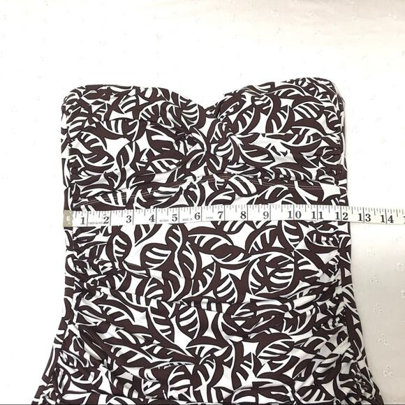 Anne Cole Brown Leaf Nature Pattern Sweet Heart Halter High Cut One Piece Size 8 - Picture 7 of 8